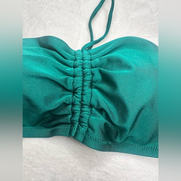 Shade & Shore Women Shirred Front Bandeau Bikini Top Green  Size L (12-14) - Picture 3 of 11